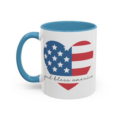 4th of July Mug - God Bless America Flag Heart