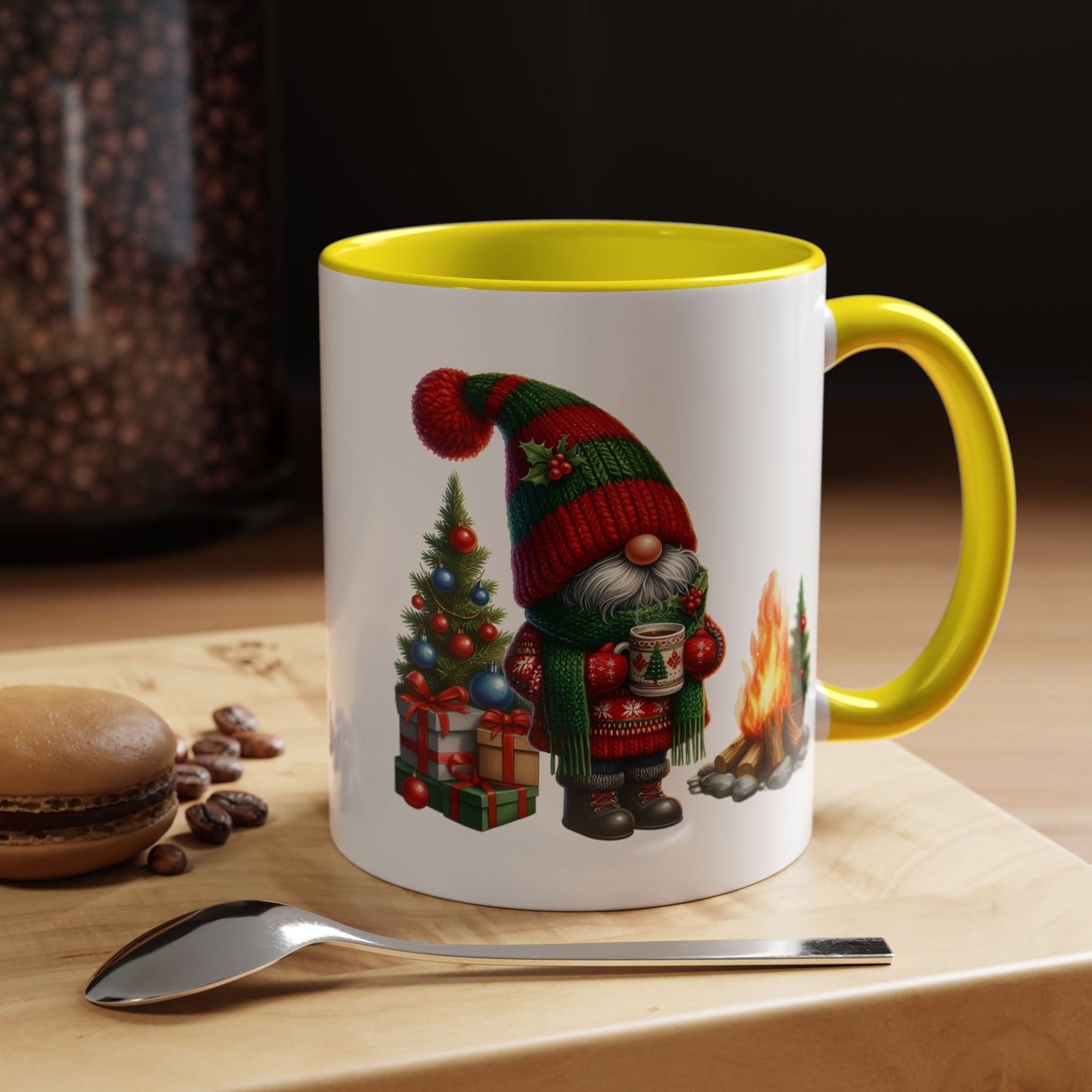 Christmas Mug - Gnome Presents and Fire