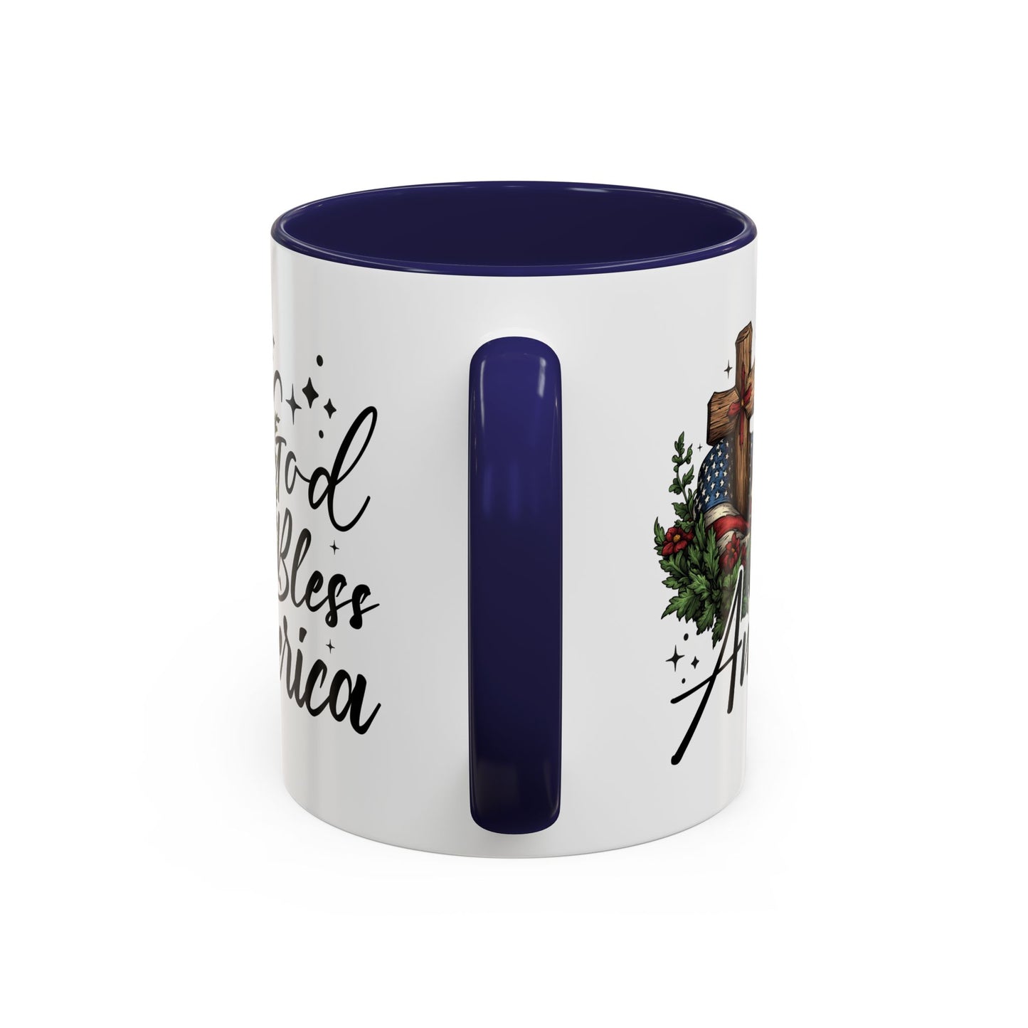 4th of July Mug - God Bless America Cross Flag