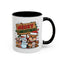 Christmas Mug - Merry Christmas Red & Green Text Reindeer Snowman