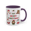 Christmas Mug - Merry Christmas Red & Green Text Santa Cute Animals