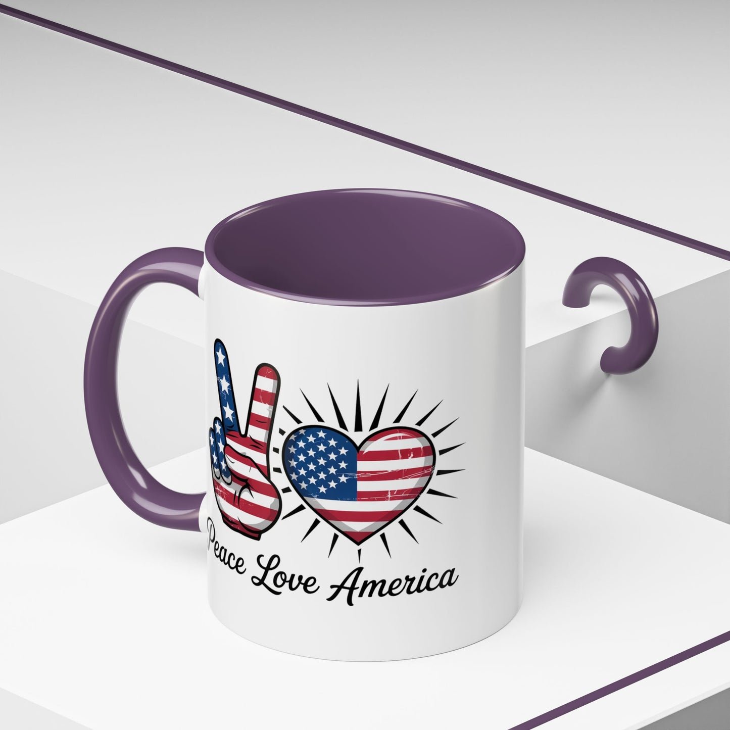 4th of July Mug - Peace Love America