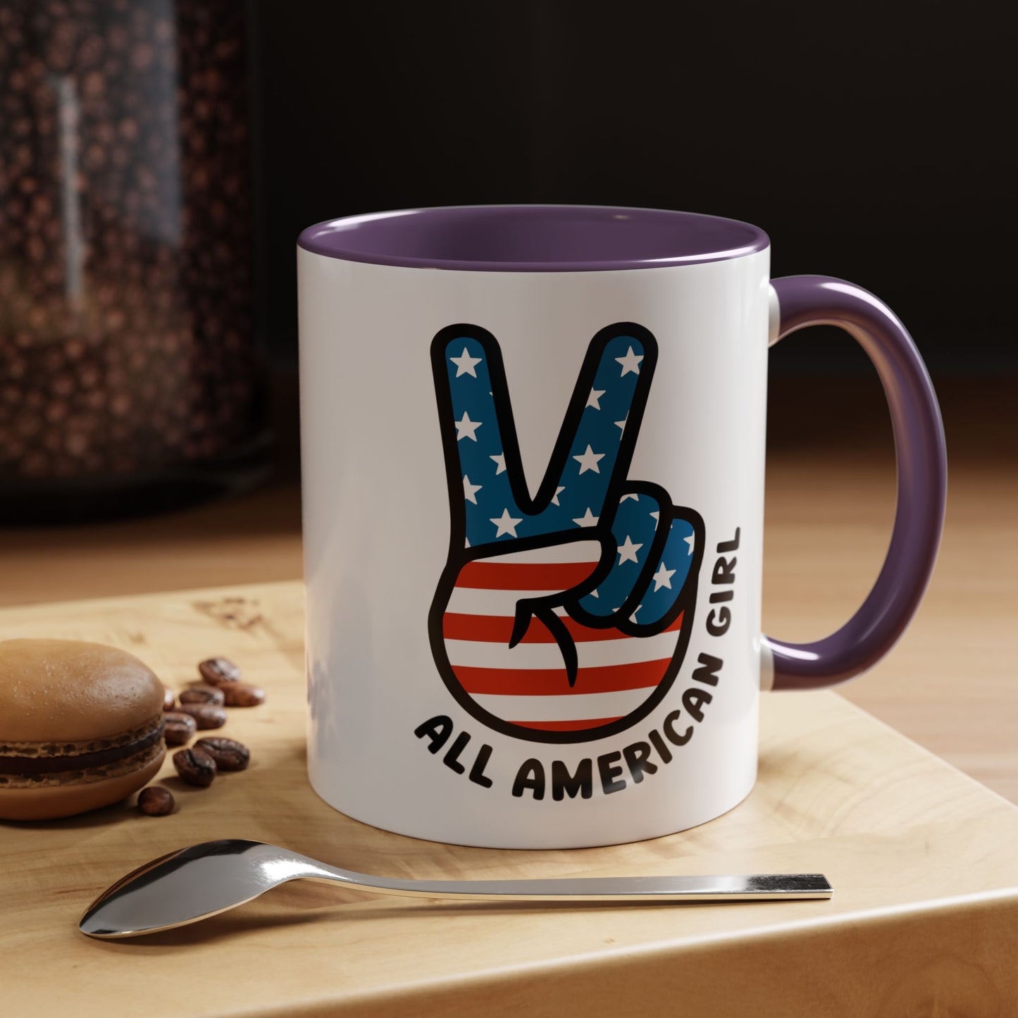 4th of July Mug - All American Girl Peace Sign