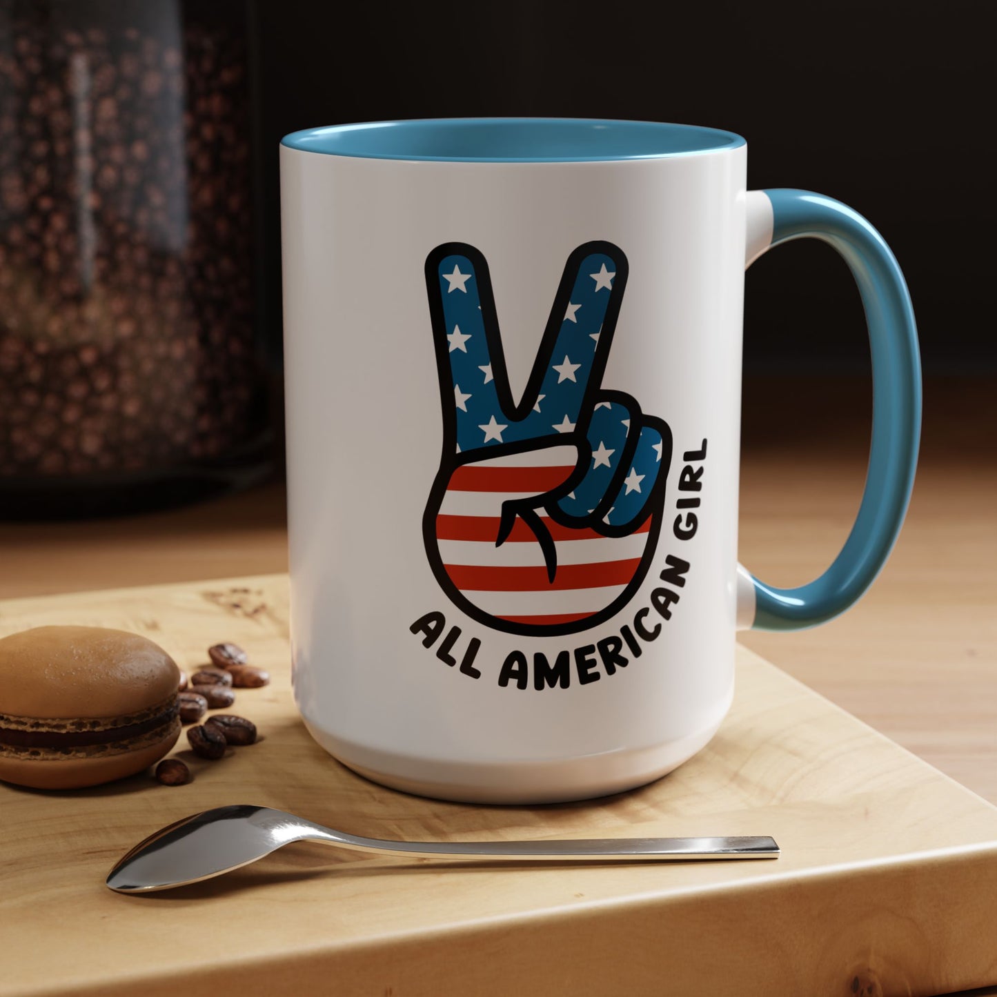 4th of July Mug - All American Girl Peace Sign
