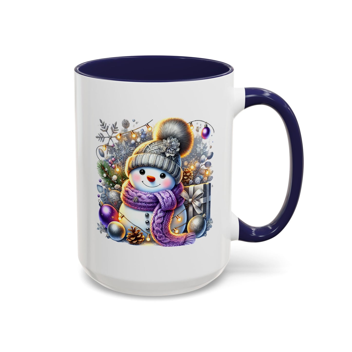 Christmas Mug - Purple and Silver Snowman