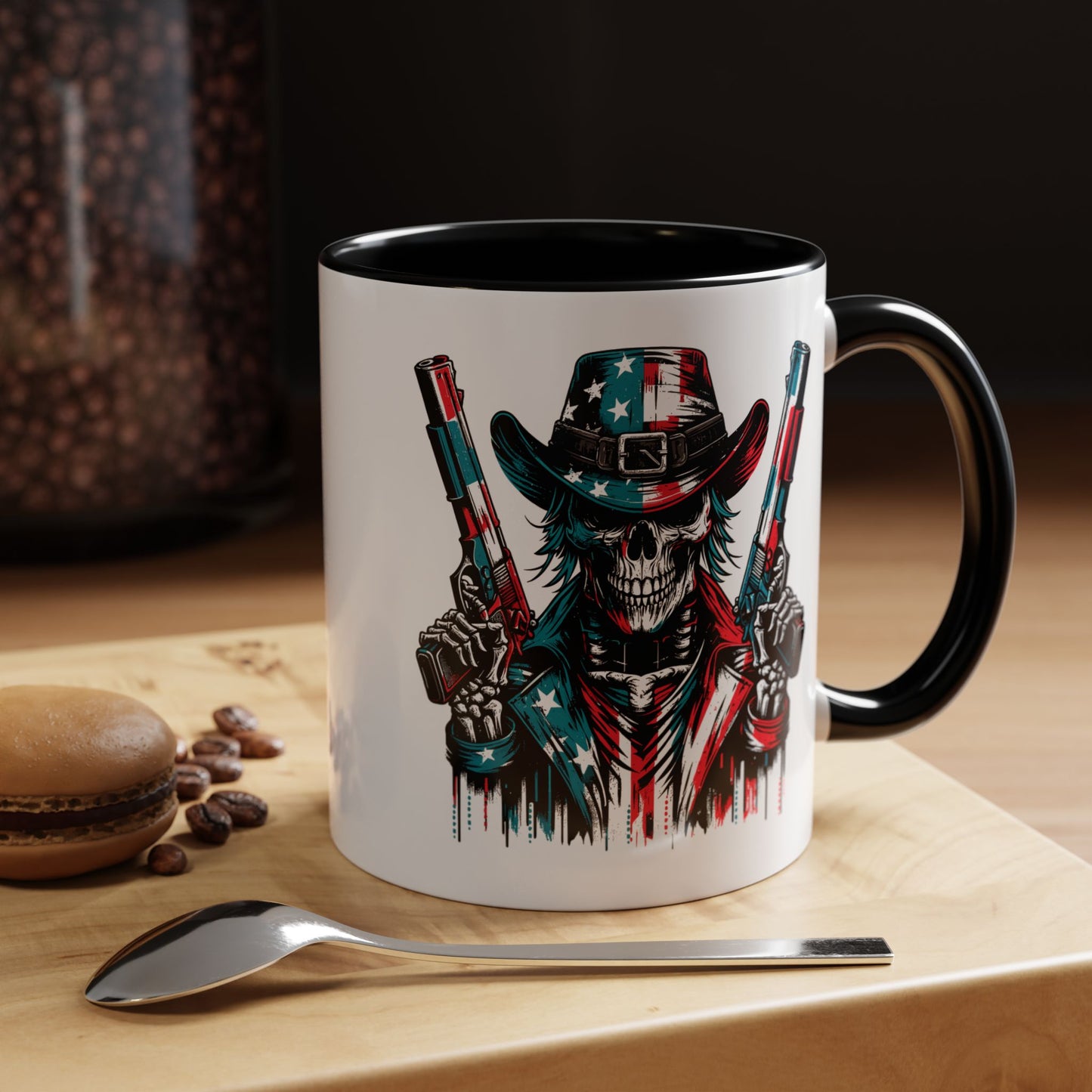 4th of July Mug - Skeleton with American Flag