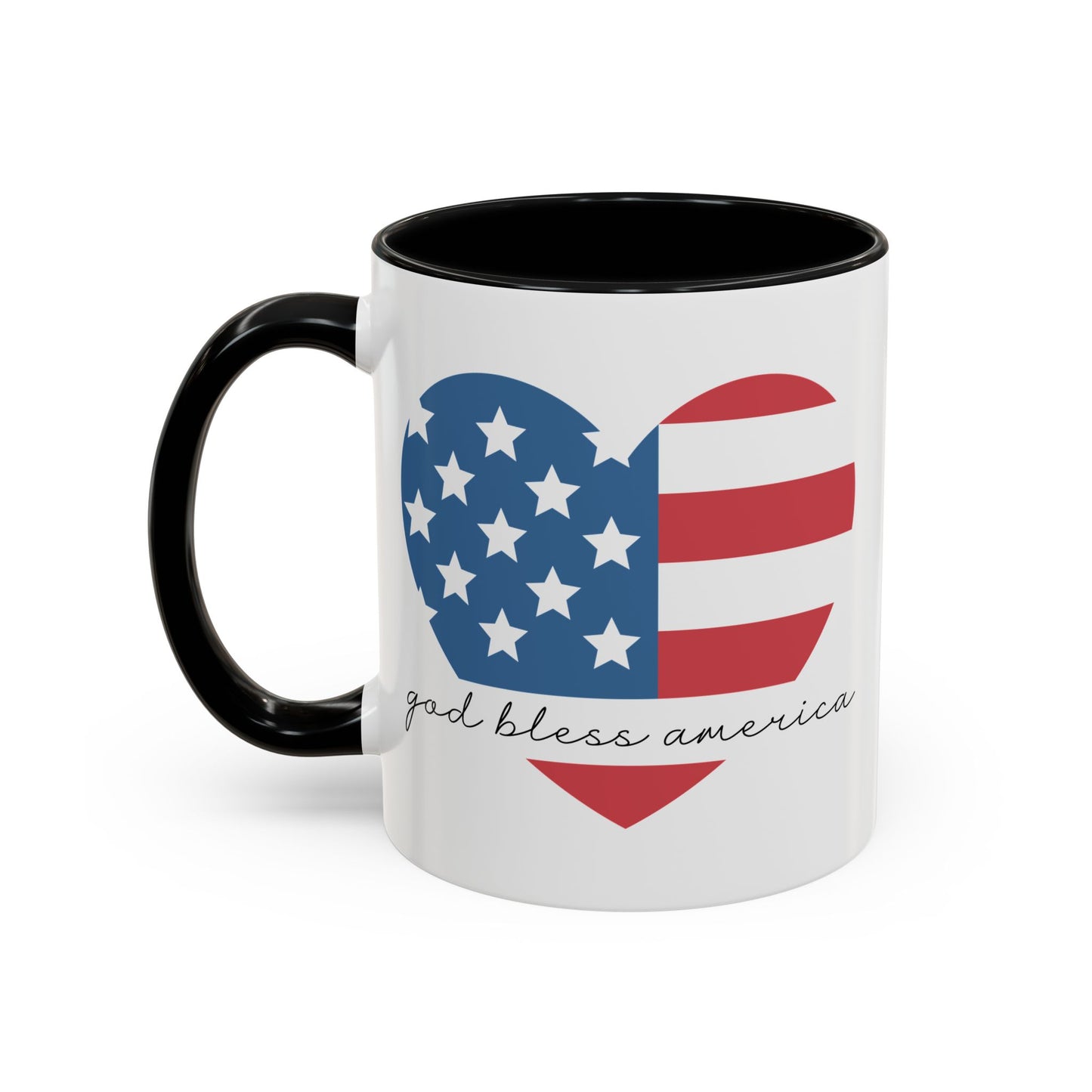 4th of July Mug - God Bless America Flag Heart