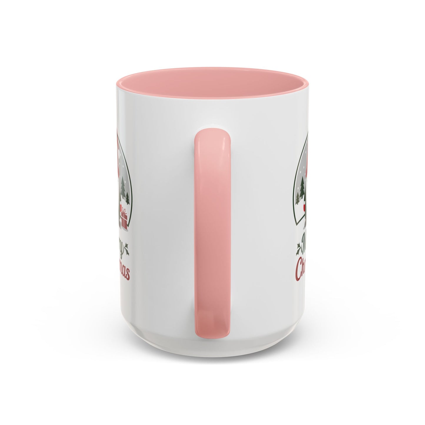 Christmas Mug - Merry Christmas Green & Red Text Gnome Present Trees