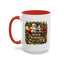 Christmas Mug - Merry Christmas Cream Text Santa Ok Light Bow Ornaments