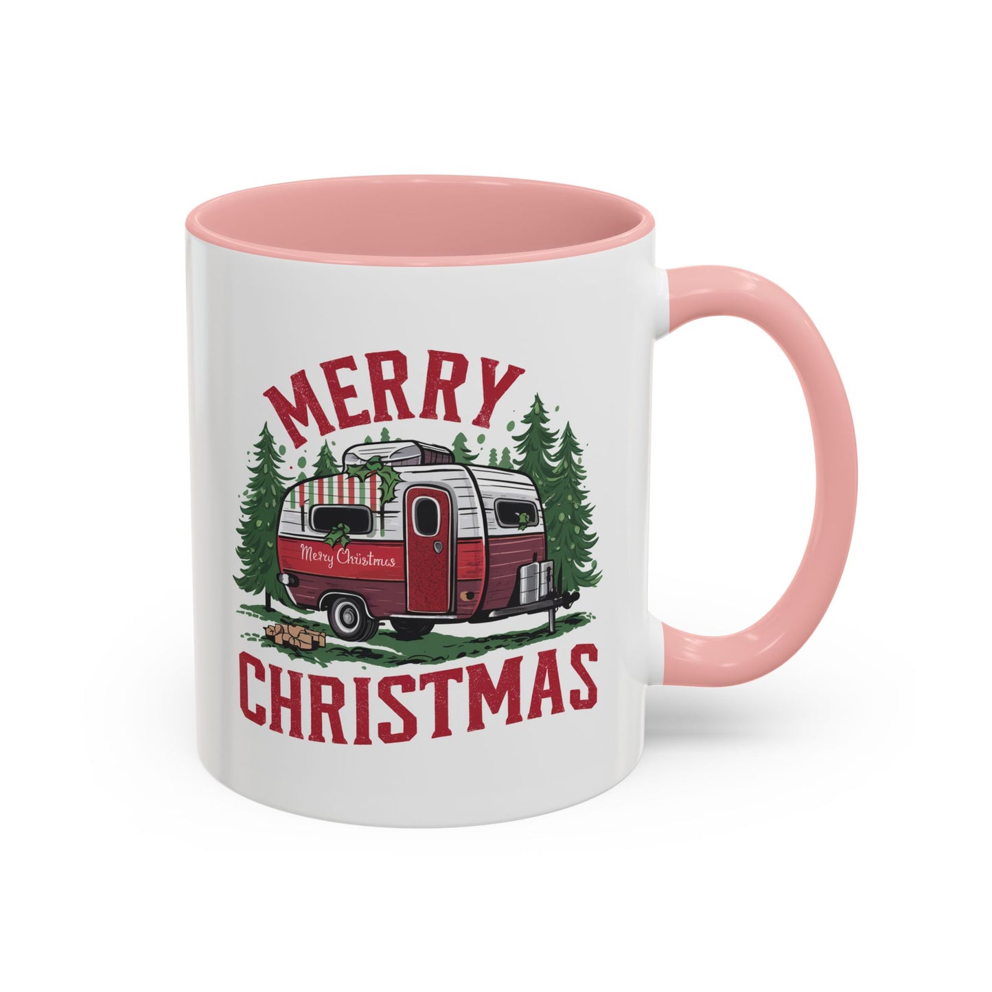 Christmas Mug - Merry Christmas Red & White Camper