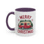 Christmas Mug - Merry Christmas Maroon Text Camper Trees Snowflakes