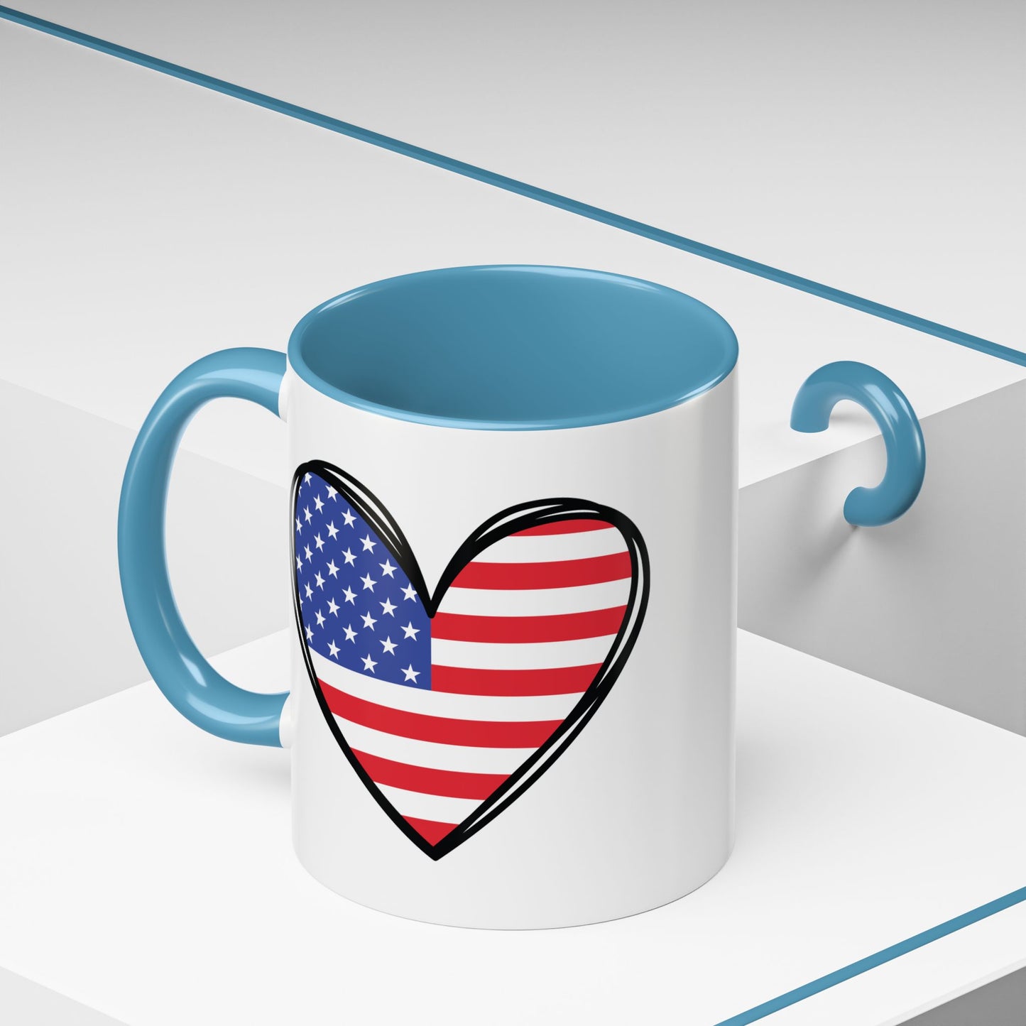 4th of July Mug - USA Flag Heart