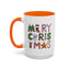 Christmas Mug - Merry Christmas Green Red & Gold Patterned Text