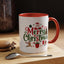 Christmas Mug - Merry Christmas Red & Green Text Santa Reindeer Tree Sleigh Ornaments