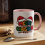 Christmas Mug - Merry Christmas Red Yellow & Blue Text Red Hats