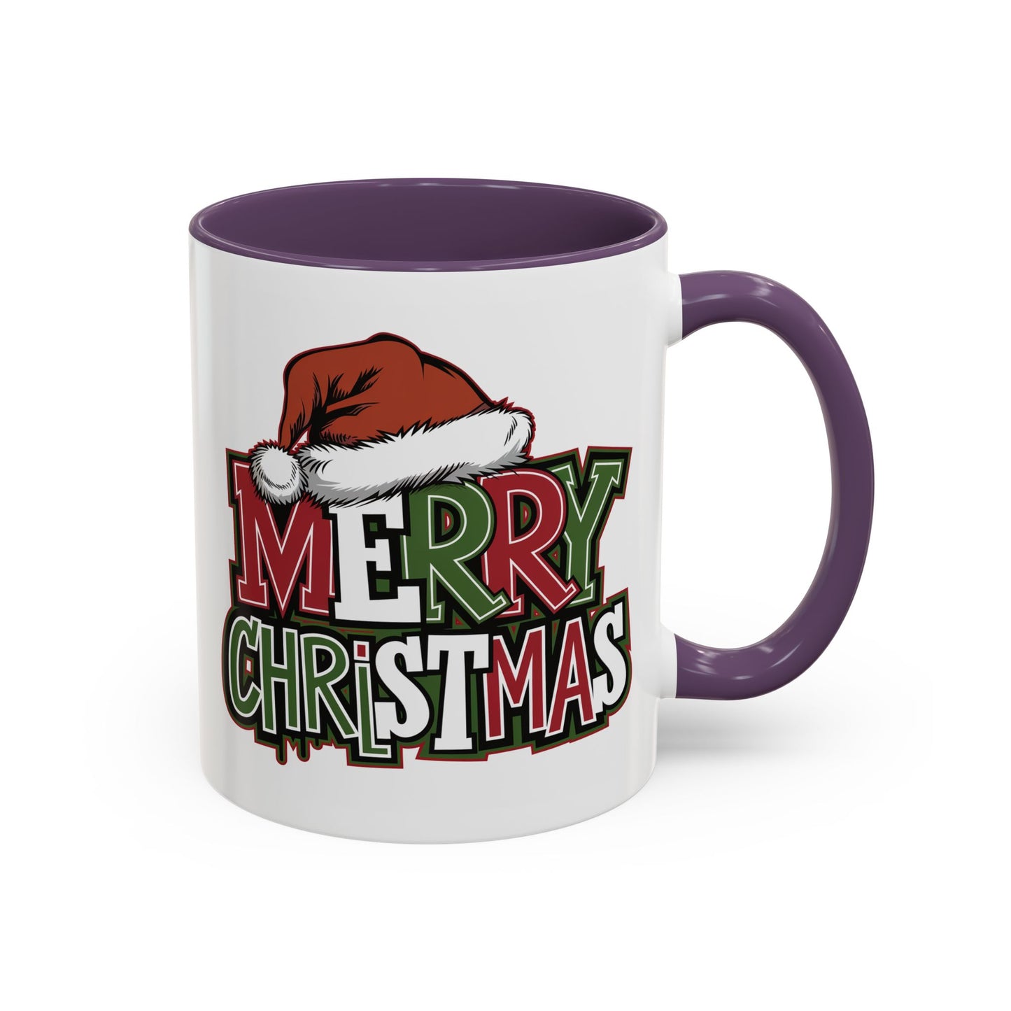 Christmas Mug - Merry Christmas Red Green & White Graffiti Hat