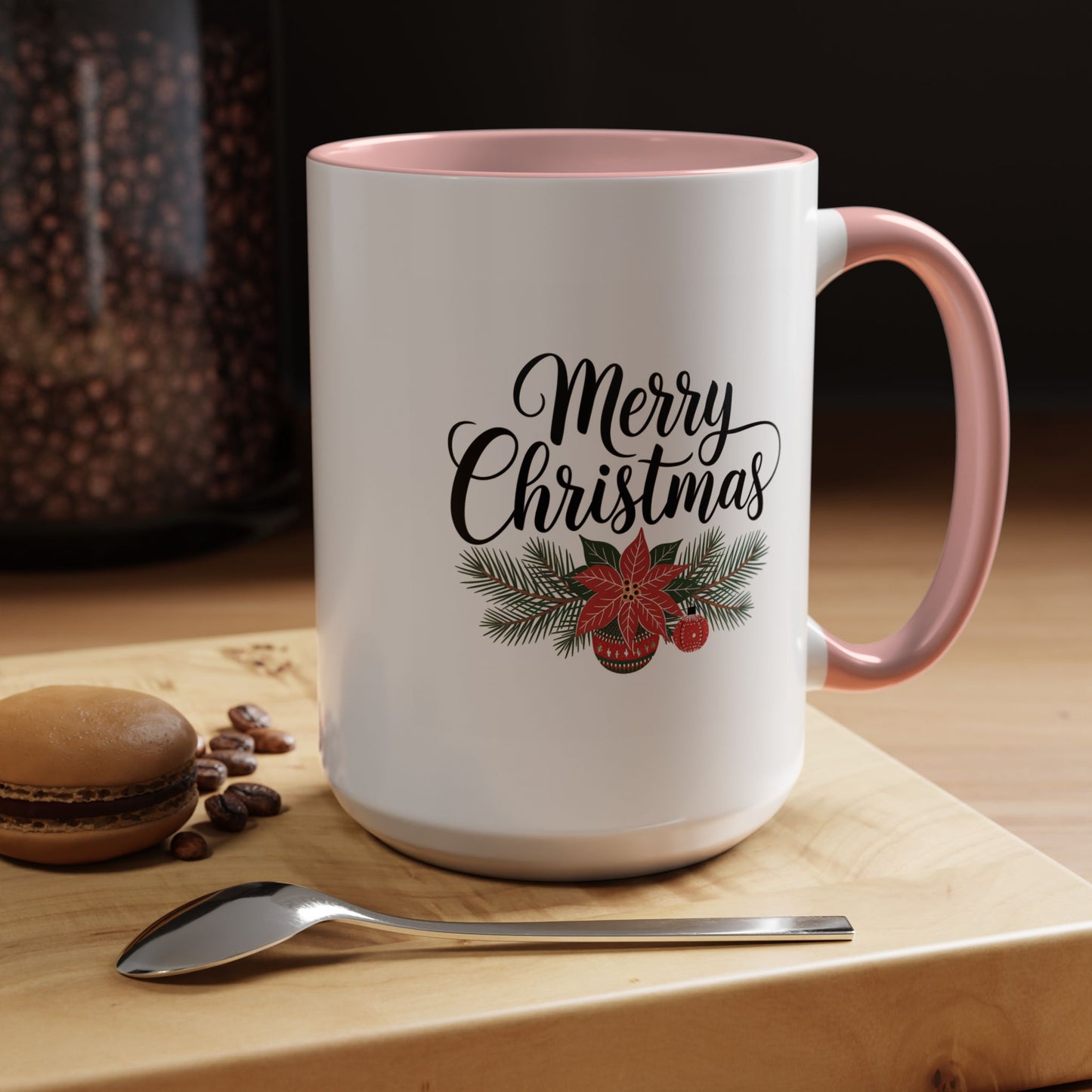 Christmas Mug - Merry Christmas Black Text Mistletoe