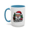 Christmas Mug - Merry Christmas White & Black Text Santa Trees Presents