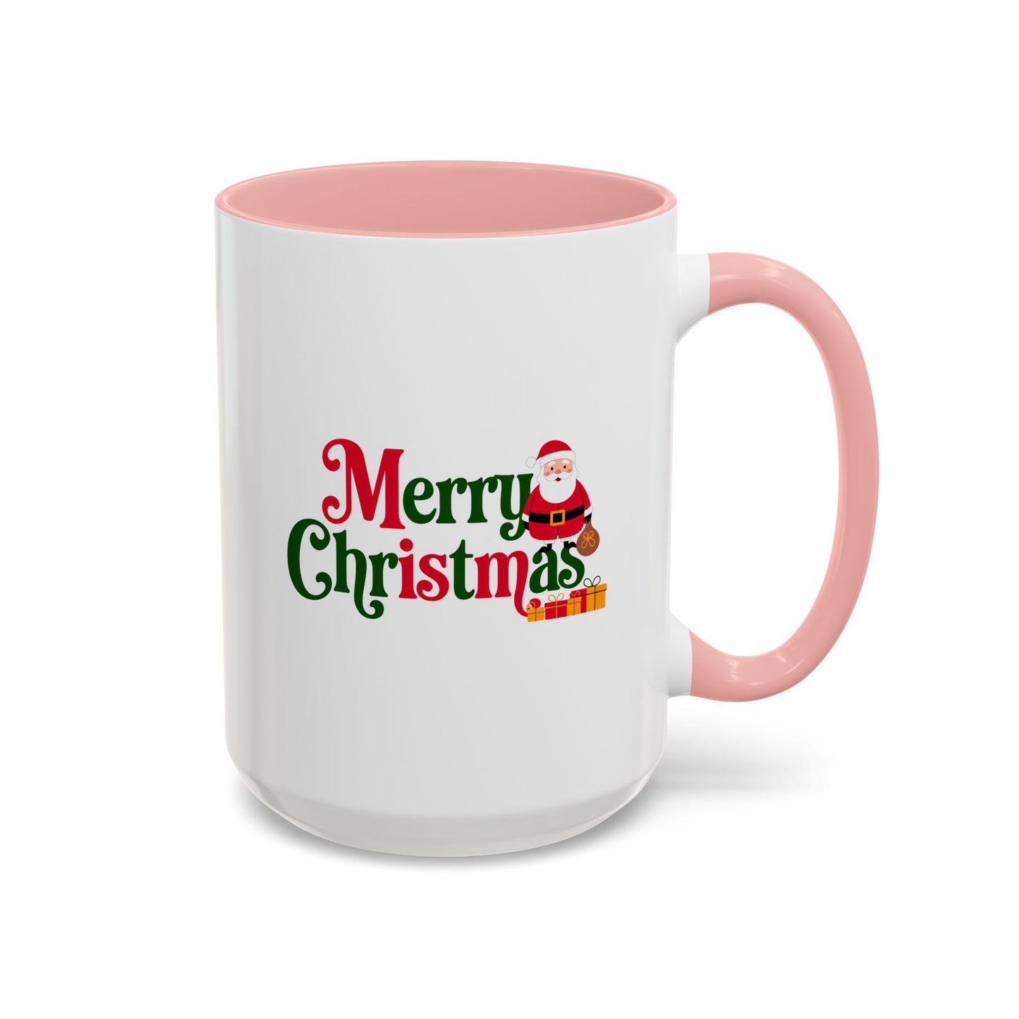 Christmas Mug - Merry Christmas Green & Red Text Santa Presents