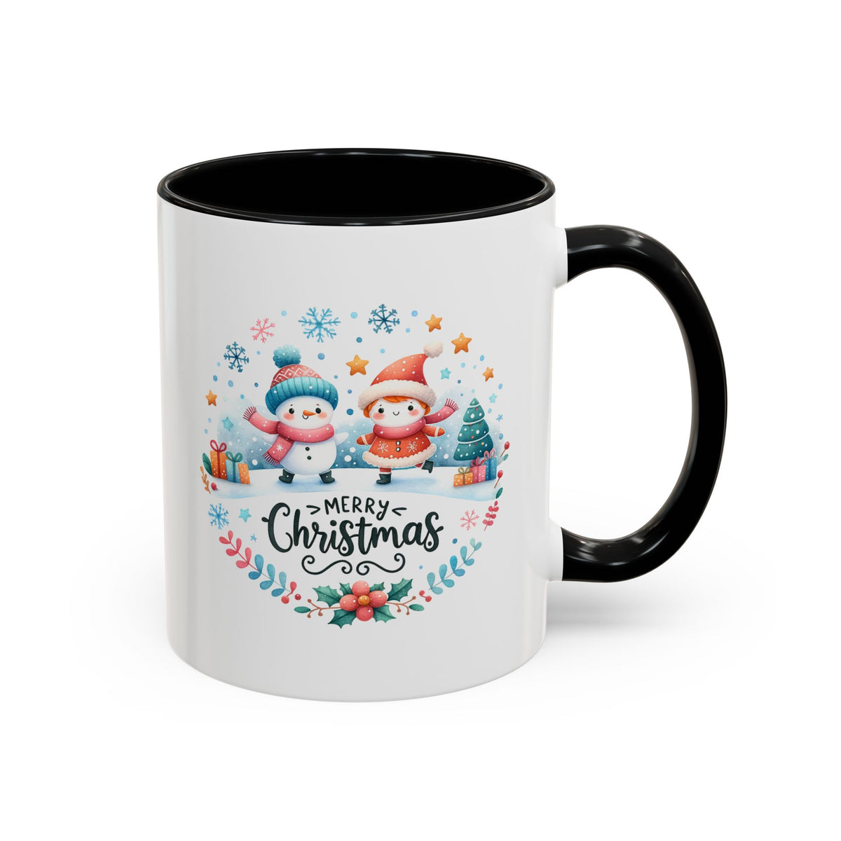 Chistmas Mug - Merry Christmas Snowman and Snowlady