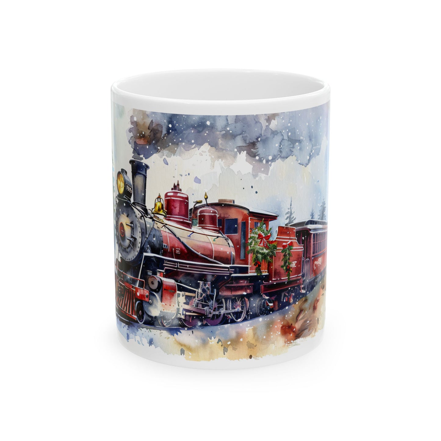Christmas Mug - Snowy Landscape Train Wrap 4