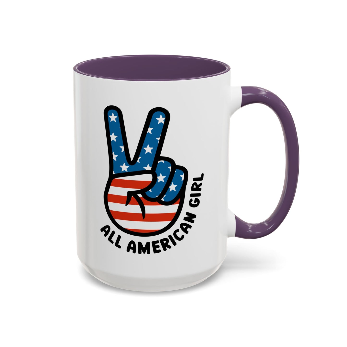 4th of July Mug - All American Girl Peace Sign