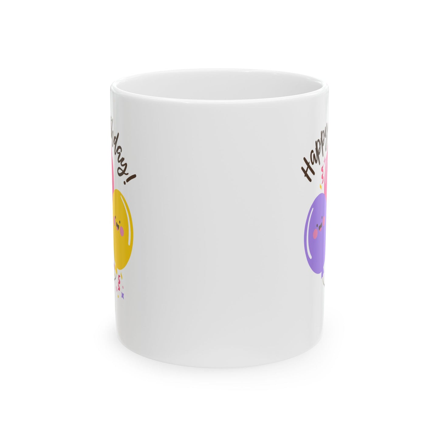 Birthday Mug - Happy Birthday Smiley Balloons