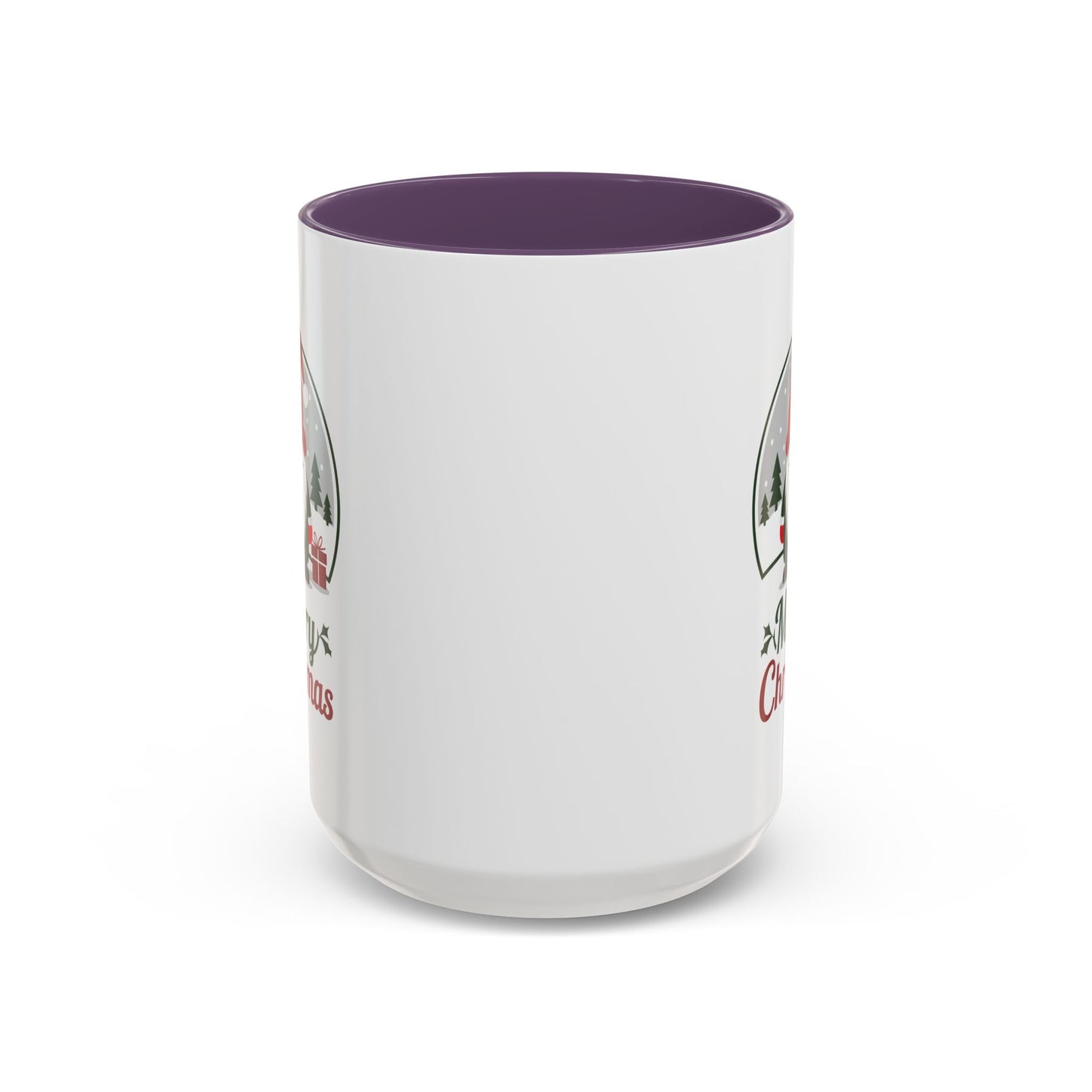 Christmas Mug - Merry Christmas Green & Red Text Gnome Present Trees