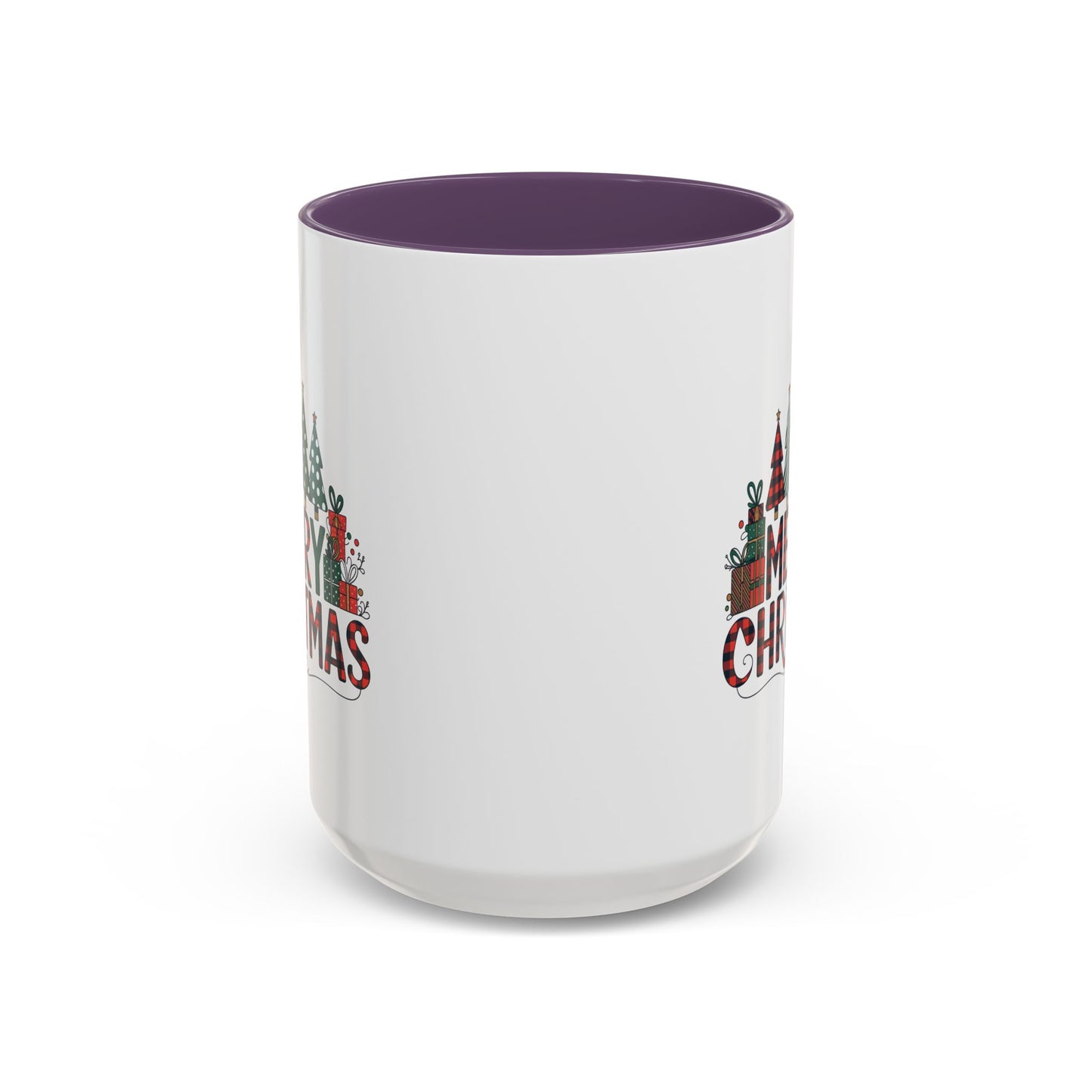 Christmas Mug - Merry Christmas Tartan Text Trees Presents