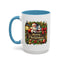 Christmas Mug - Merry Christmas Cream Text Santa Ok Light Bow Ornaments