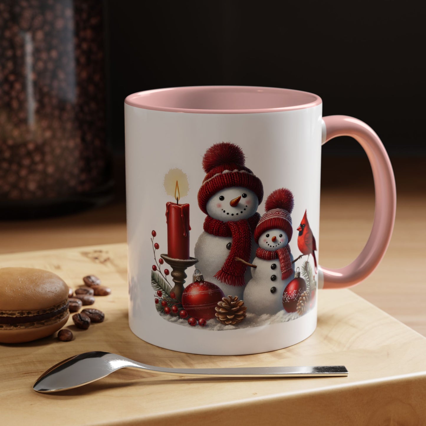 Christmas Mug - Burgundy Snowman Family