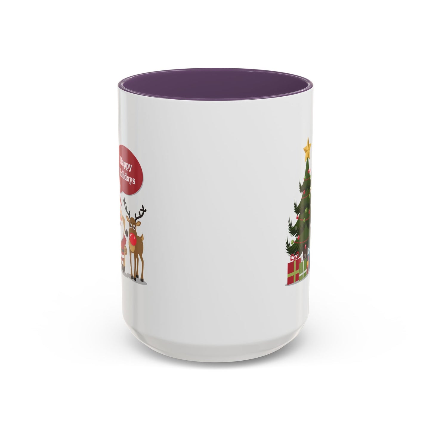 Christmas Mug - Happy Holidays Callout Santa Tree Presents Reindeer