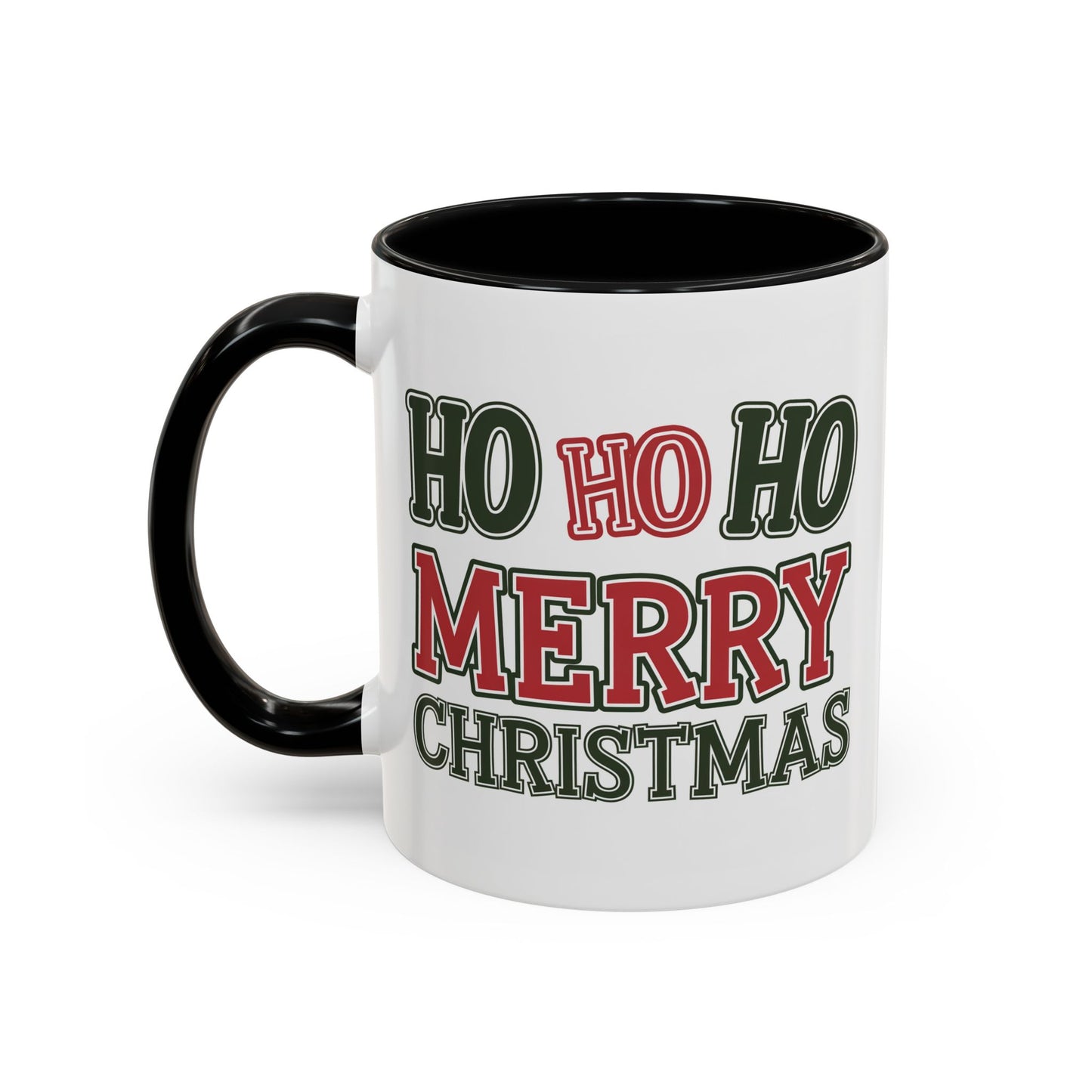 Christmas Mug - Ho Ho Ho Merry Christmas Green & Red Text