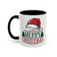 Christmas Mug - Merry Christmas Green & Red Text Red Hat