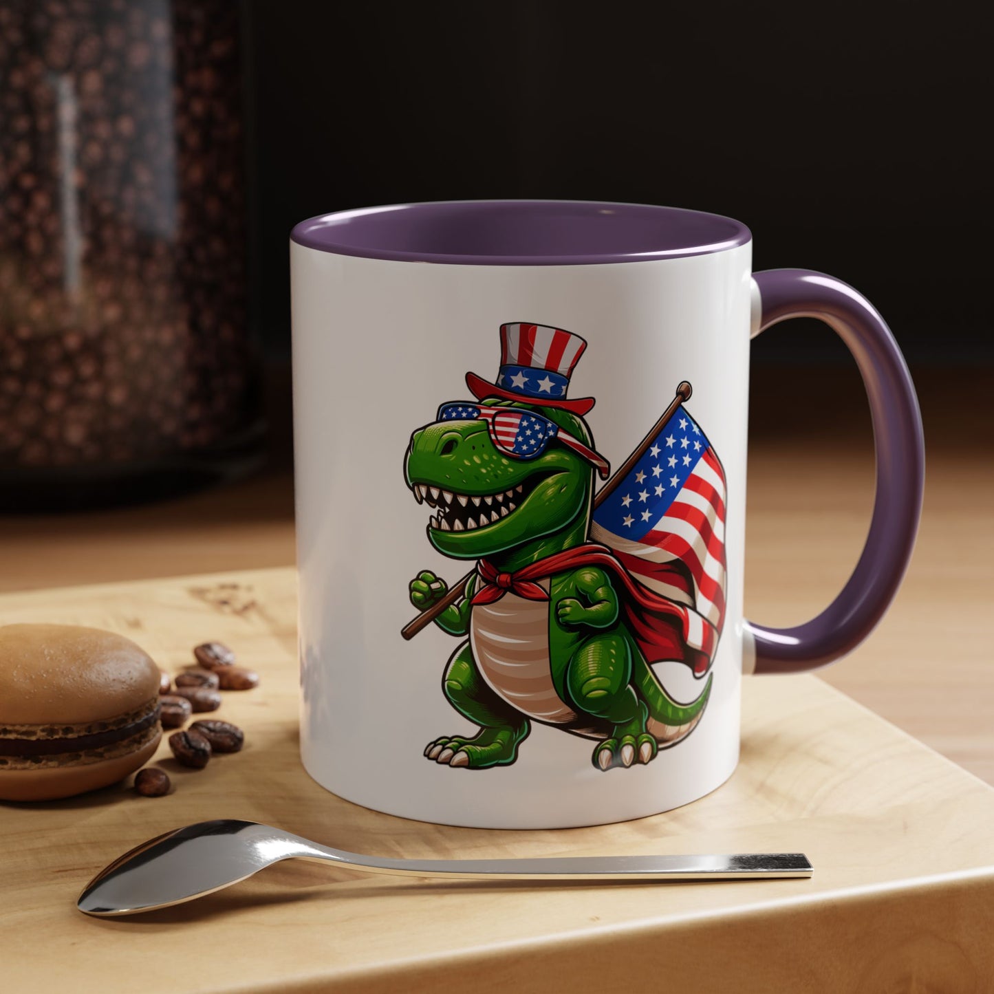 4th of July Mug - T Rex Dinosaur USA Flag