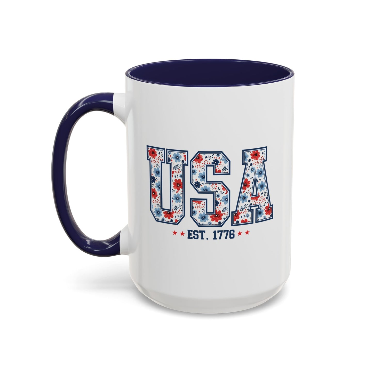 4th of July Mug - USA EST 1776 Floral