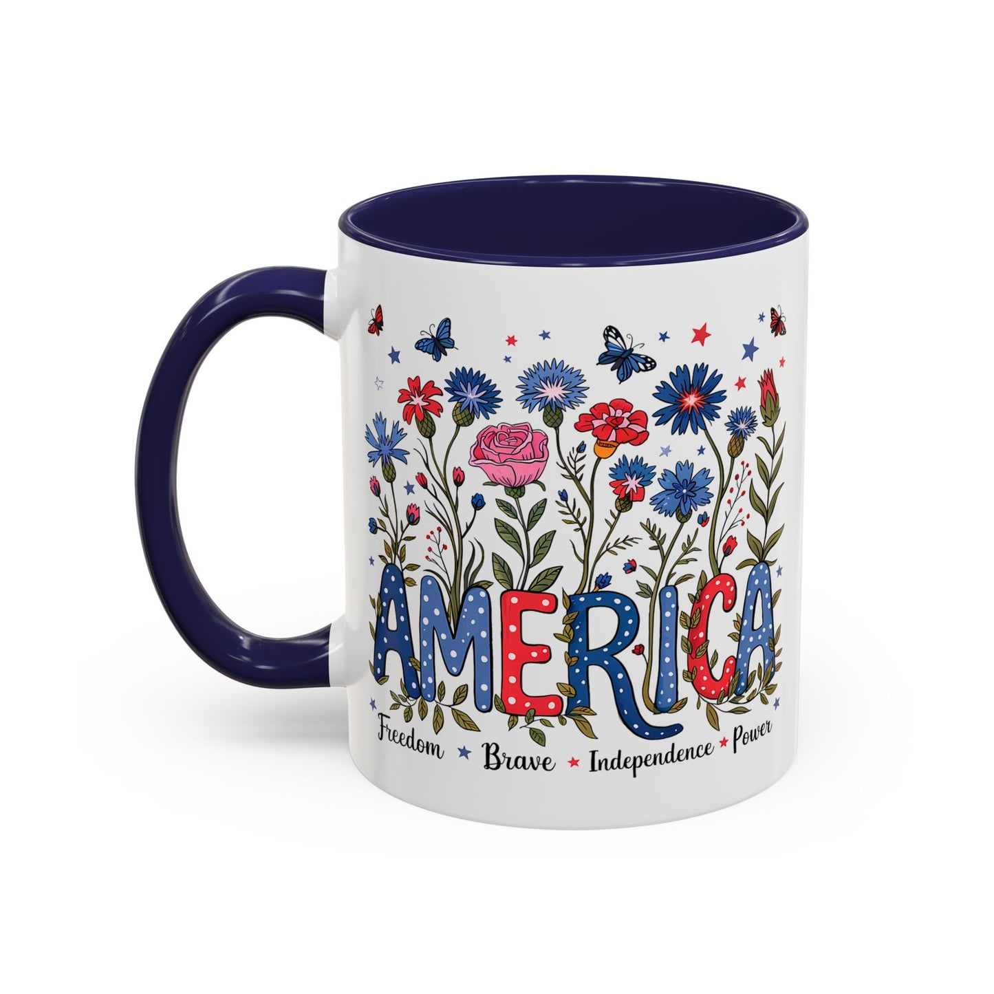4th of July Mug - Floral America Patriotic