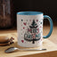 Christmas Mug - Merry Christmas Maroon & Blue Text Tree Hearts Stars