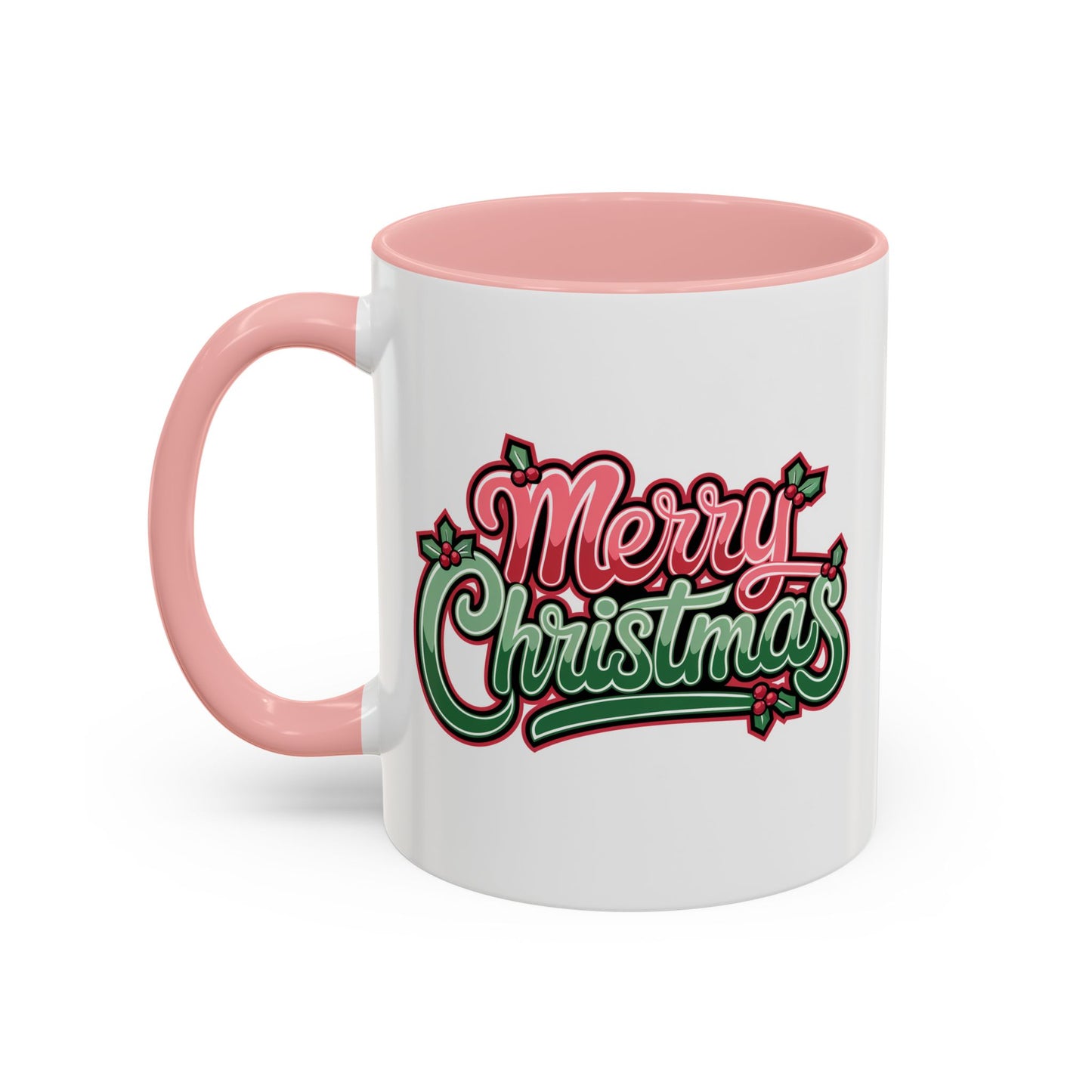 Christmas Mug - Merry Christmas Red & Green Text Mistletoe