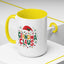 Christmas Mug - Grandma Claus Green Yellow & Red Text Hat Lights Stars