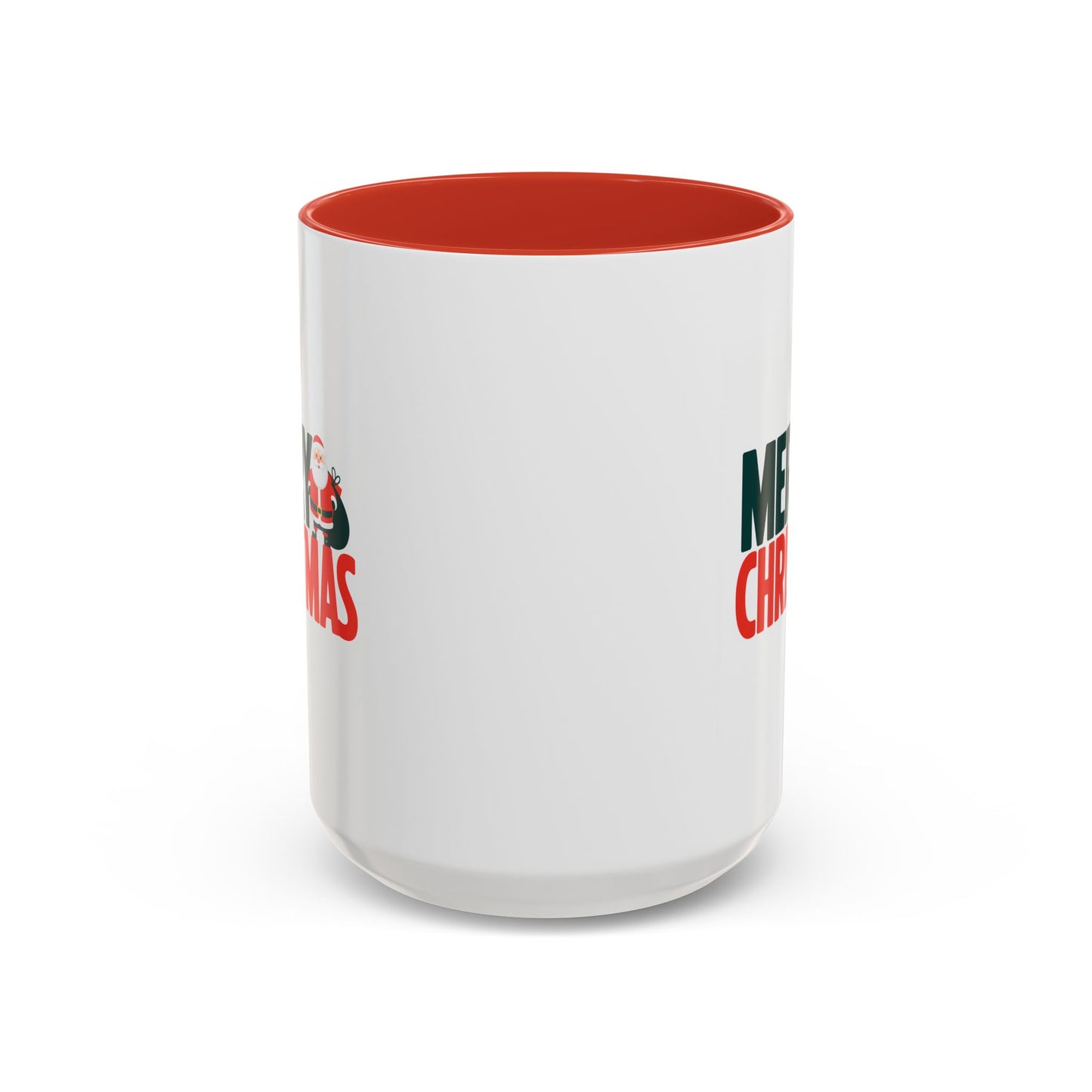 Christmas Mug - Merry Christmas Green & Red Text Santa Bag