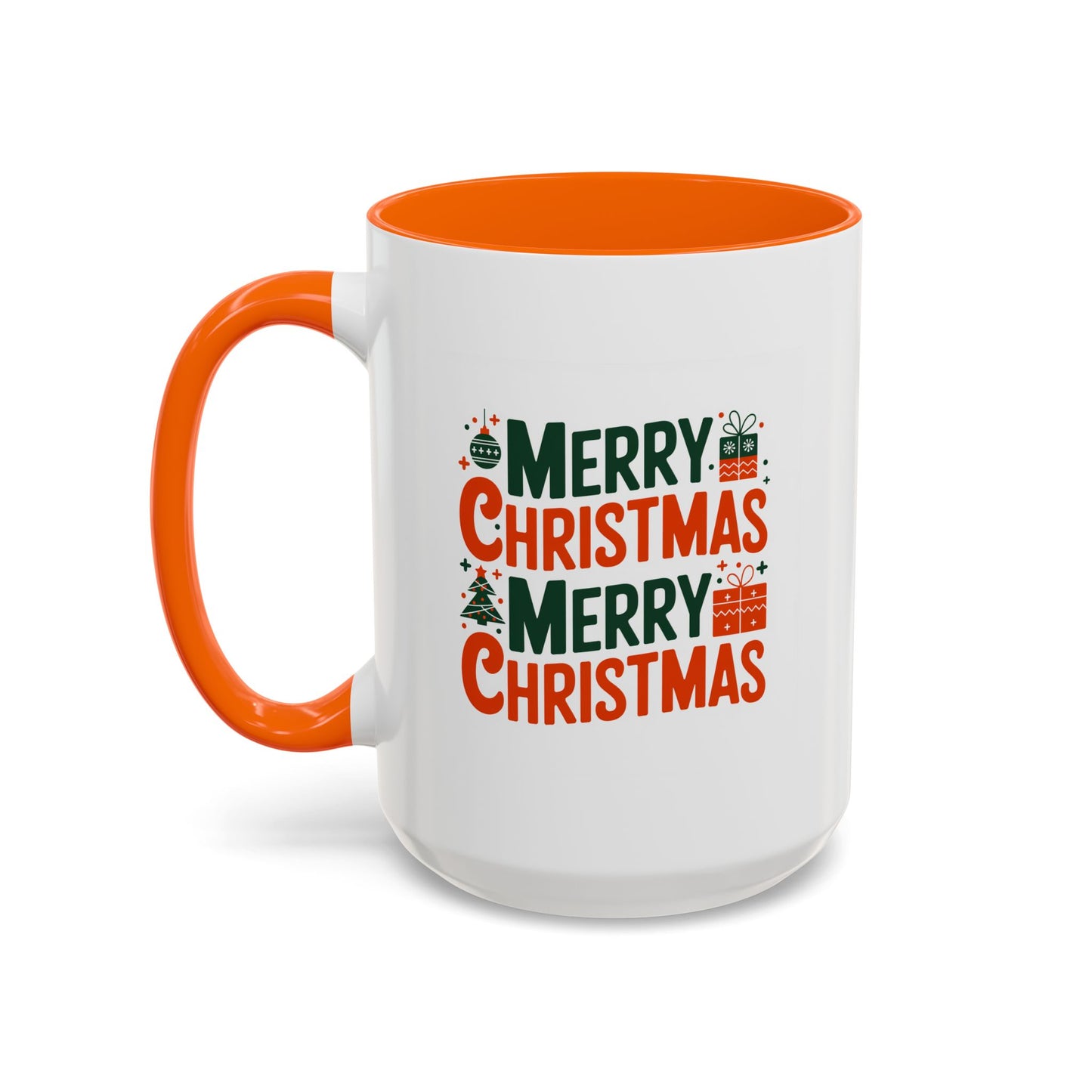 Christmas Mug - Green & Red Text Tree Presents