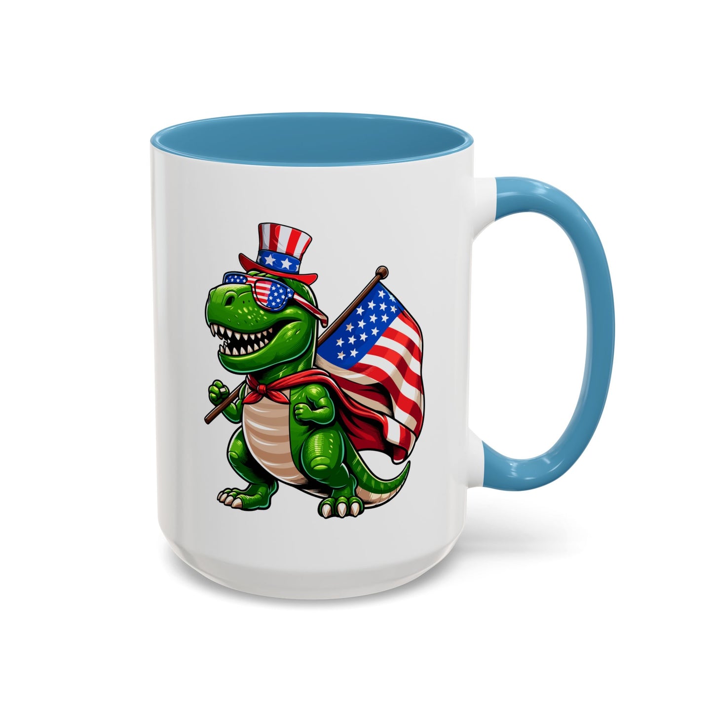 4th of July Mug - T Rex Dinosaur USA Flag