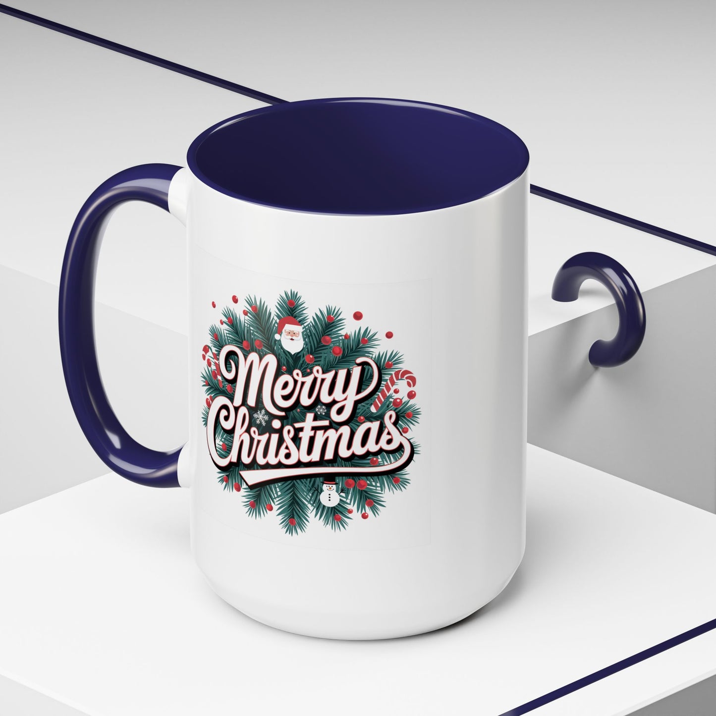 Christmas Mug - Merry Christmas White & Red Embossed Text