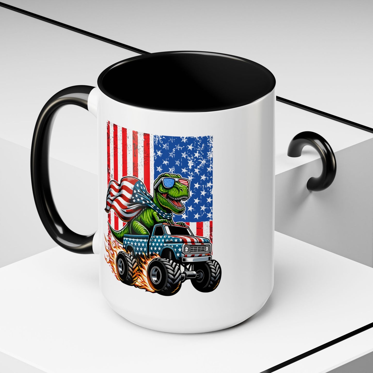 4th of July Mug - T Rex Riding Monster Truck