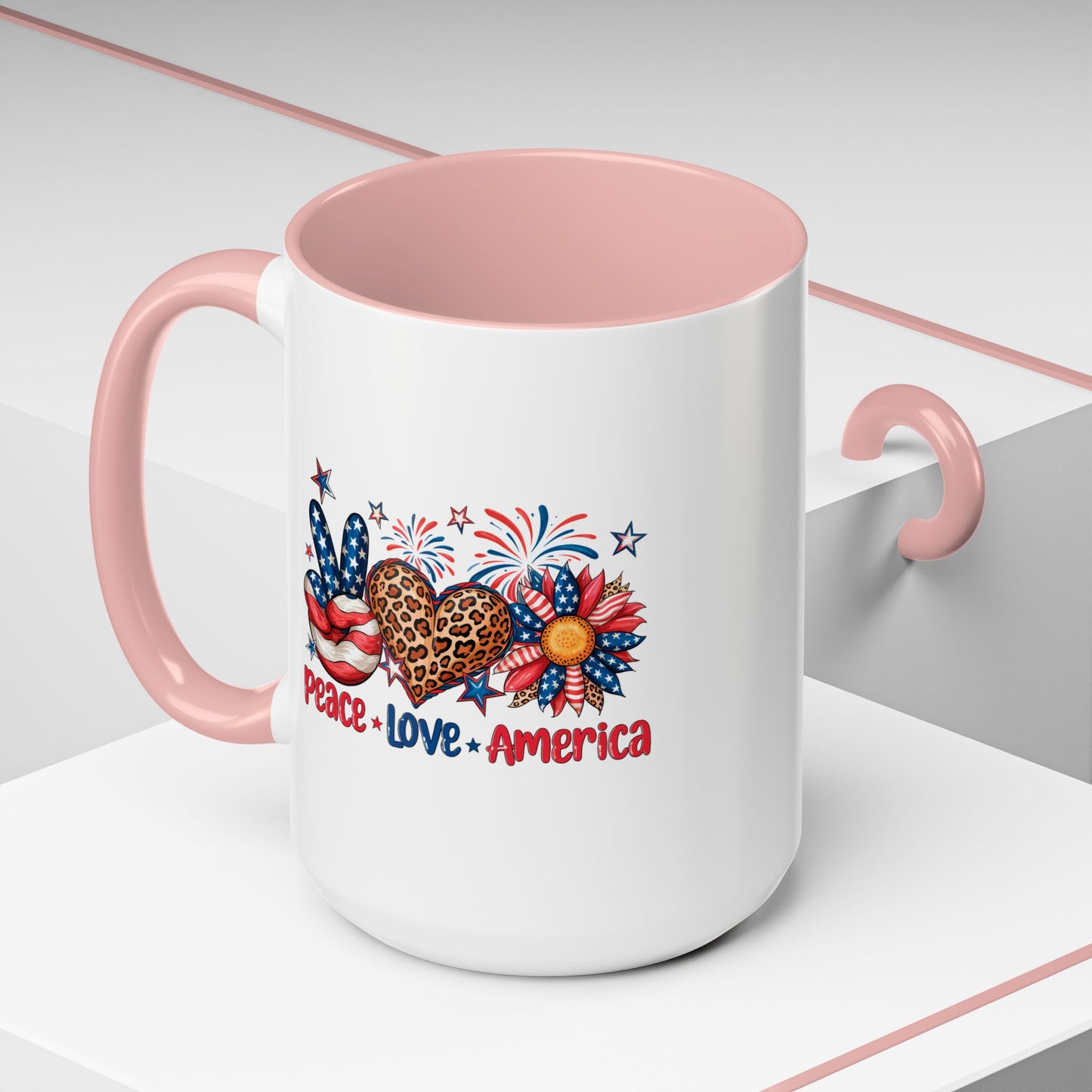 4th of July Mug - Peace Love America