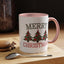 Christmas Mug - Merry Christmas Green & Red Text Decorative Trees