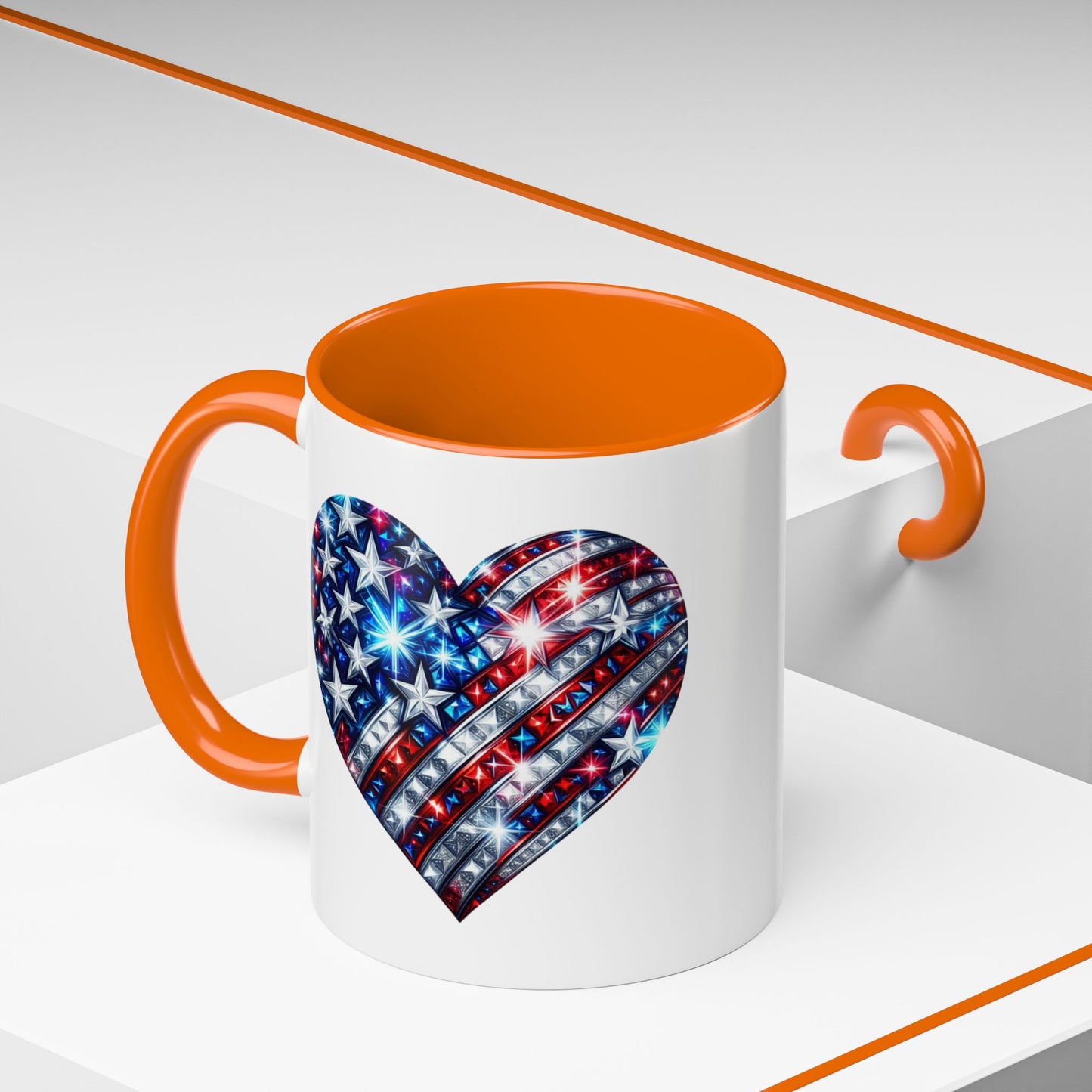 4th of July Mug - USA Sparkle Heart