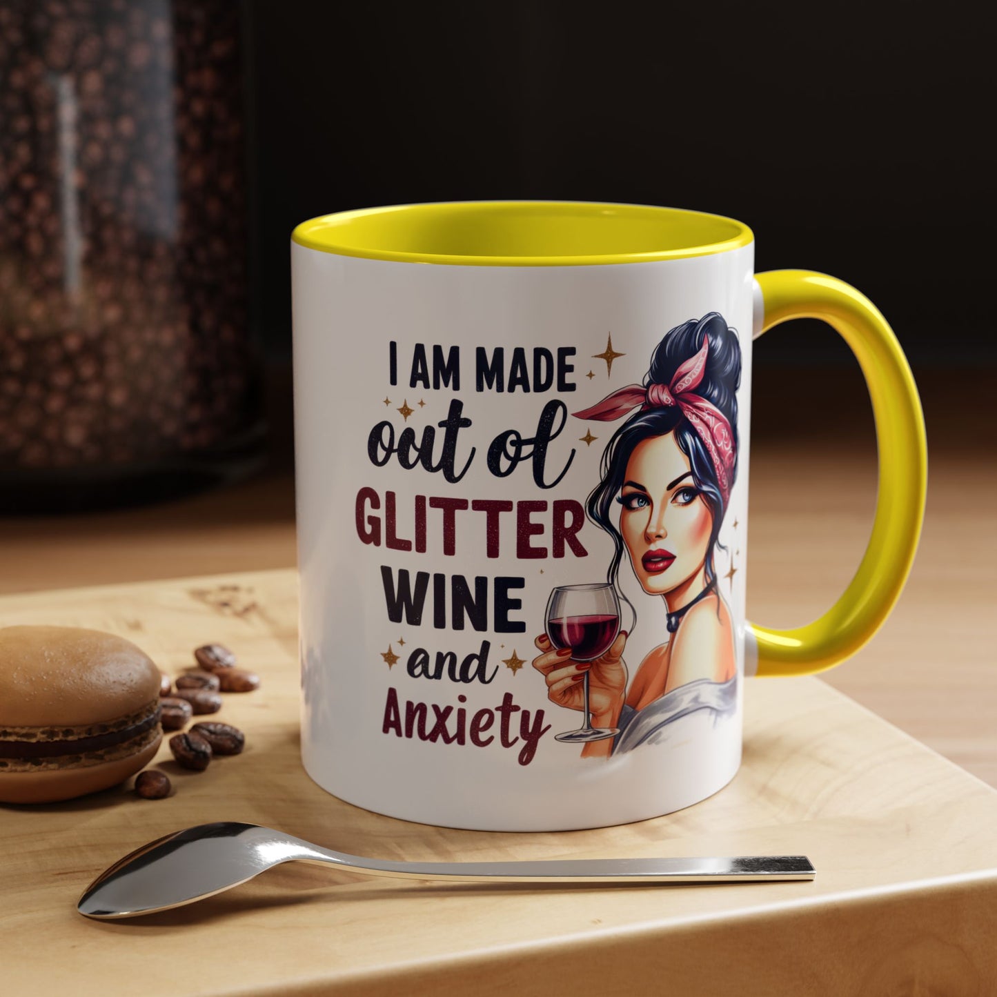 Humor Mug - I'm Made Out of Glitter Wine and Anxiety