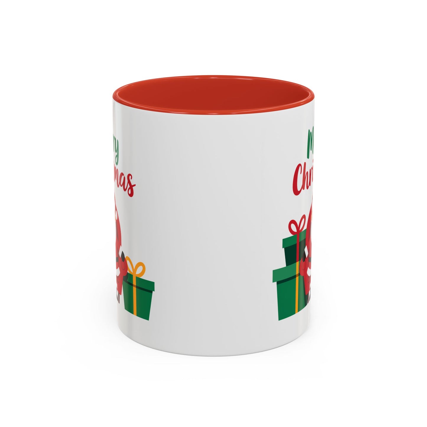 Christmas Mug - Merry Christmas Green & Red Text Santa Presents